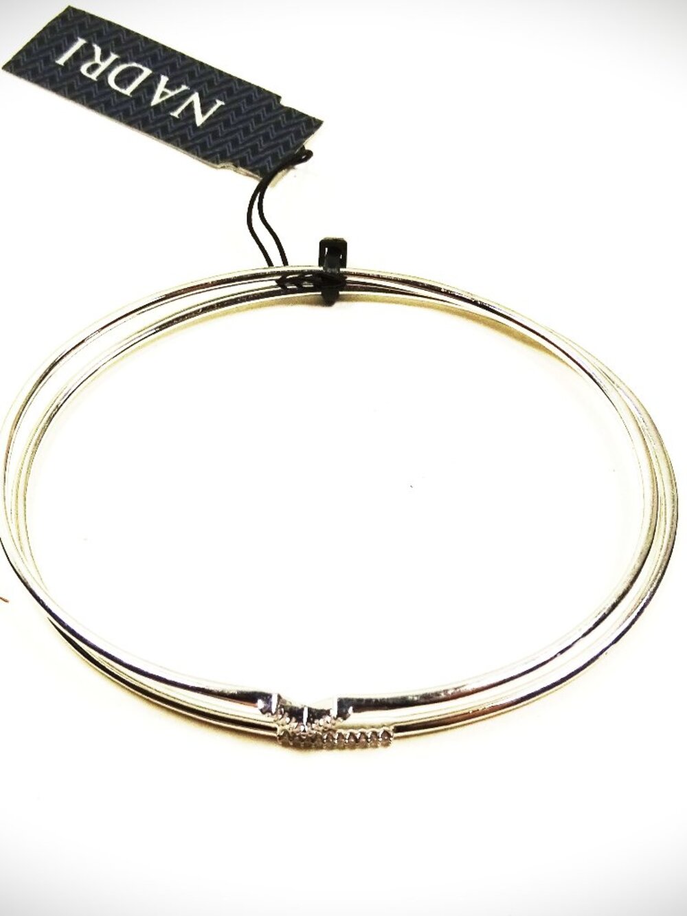NADRI Rhodium Plated Cubic Zirconia Set of Two Bangle Bracelets